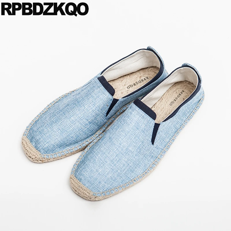 

White Rubber Espadrilles Round Toe Breathable Blue Comfort Designer Slip On Canvas Fashion Hemp 2018 New Men Flats Shoes Casual