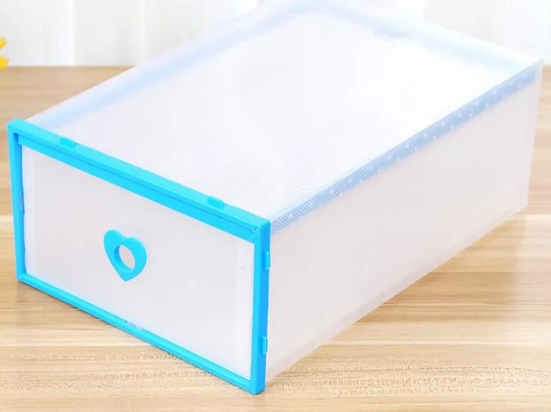 100 шт пластиковая коробка для хранения обуви утолщенная прозрачный контейнер для обуви штабелируемые обуви чехол дома Организатор ящика Тип ZA6285 - Цвет: Синий