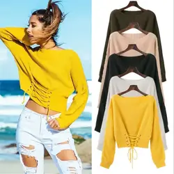 TANG COOL women's Pure Sweaters 2019 новый бренд мода круглый воротник Tie-up пуловер, вязаные свитера Женщины