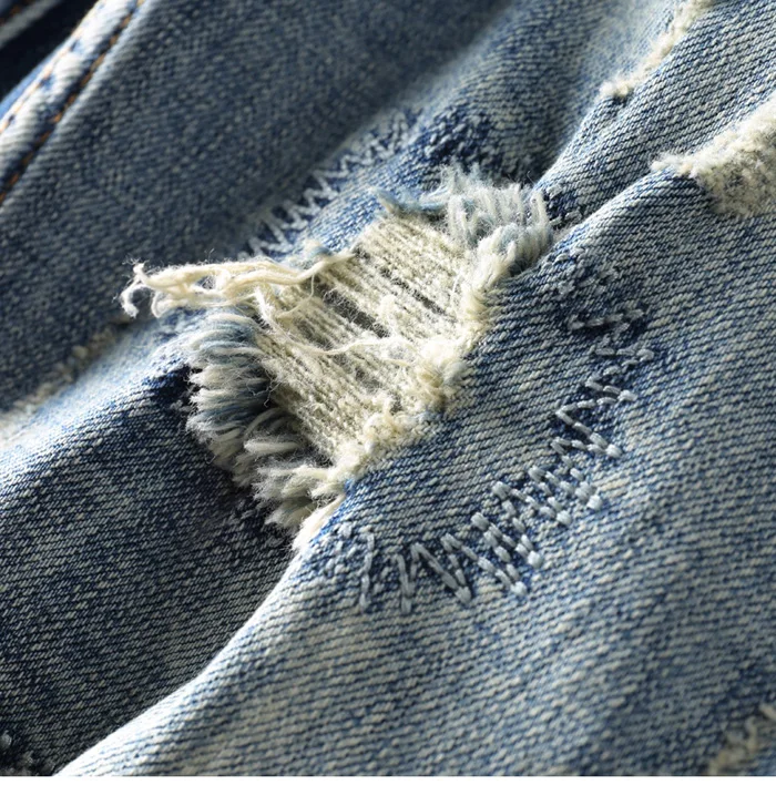 Повседневные Темно-Синие рваные джинсы летние новые стильные высококачественные винтажные свободные джинсовые мужские трусы 28-38