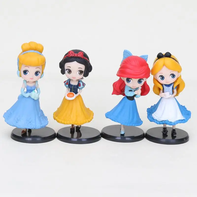 

4pcs/set princess figure princess snow white Q posket Ariel Mermaid Cinderella figure Model Collection toys