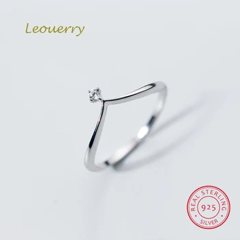 

Leouerry 925 Sterling Silver V Shape Crsytal Zircon Open Rings Women Wedding Engagement Elegant Finger Ring Fine Jewelry