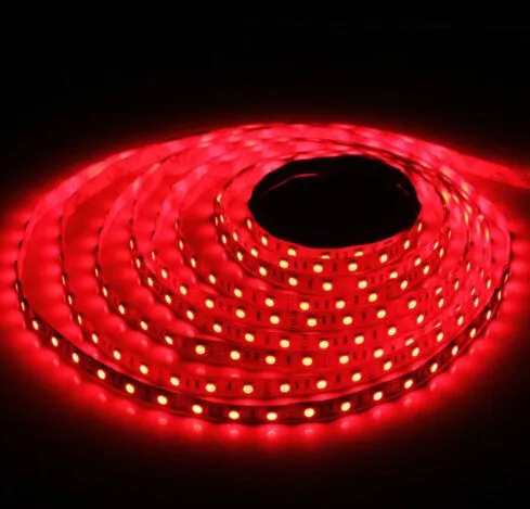 Бесплатная доставка 5 м non-водоустойчивая 5050 СМД 60LED / M 300 RGB / красный / зеленый / BlueLED гибкие полосы света DC12V для дома из светодиодов полоска