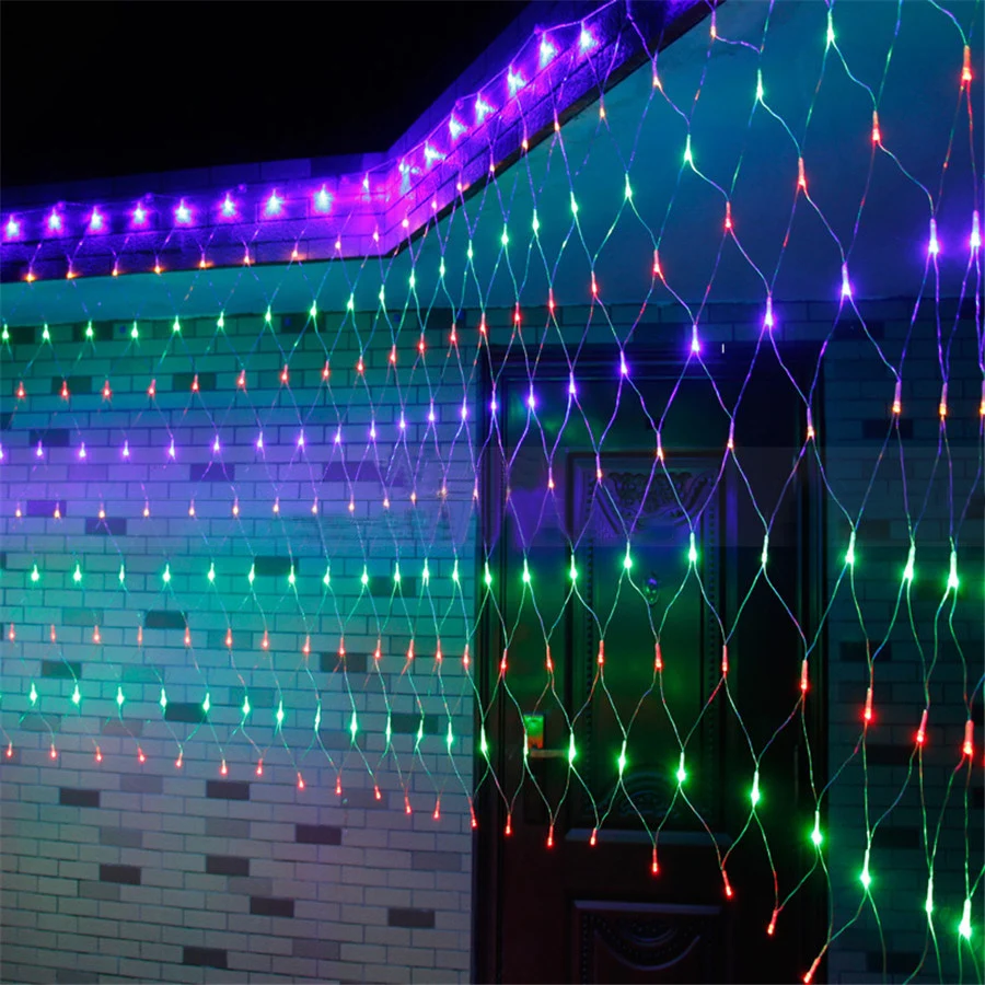 BEIAIDI 4.5x1.5m LED Christmas Net Mesh Fairy String Light Tree-wrap Light Outdoor Wedding Window Net Icicle LED String Garland