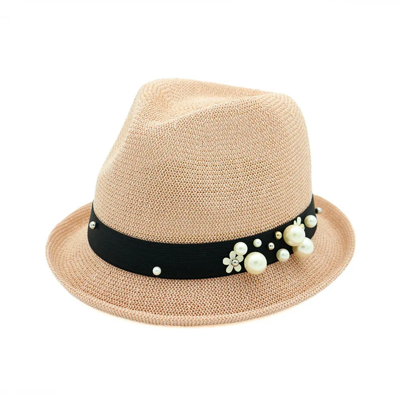 Летние шляпы жемчужные украшения Солнцезащитные шляпы для женщин мужские летние соломенные шляпы пляжные Козырьки шапки Панама шляпа