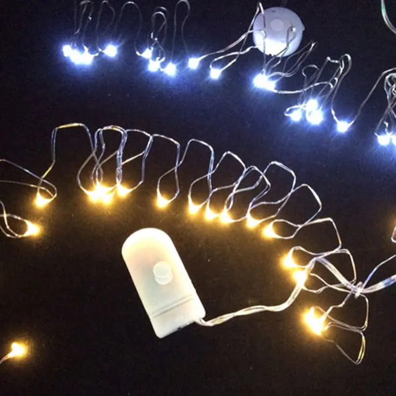 10pcs/lot CR2032 Button Cell Battery Operated 7ft 20LED Micro LED