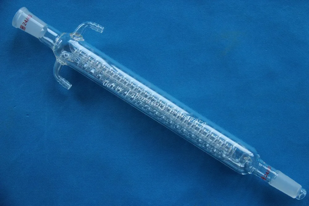 Lab Coil Reflux Condenser,400mm Length, 24/40 joint,10mm hose