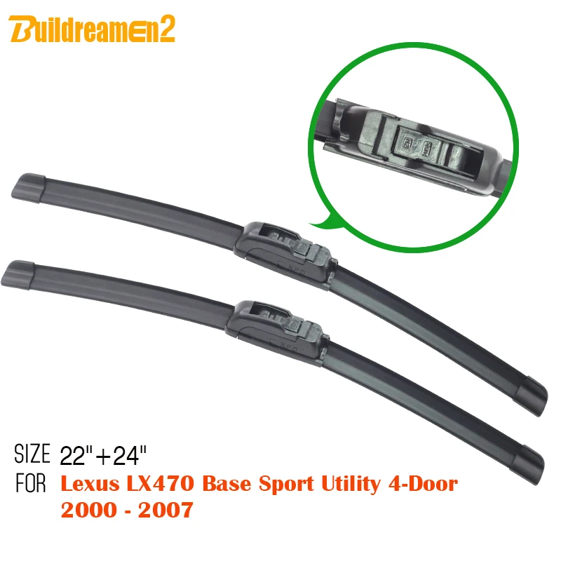 

Buildreamen2 Auto Bracketless Windshield Wiper For Lexus LX470 Base Sport Utility 4-Door 2000-2007 Rain Window Wiper Blade