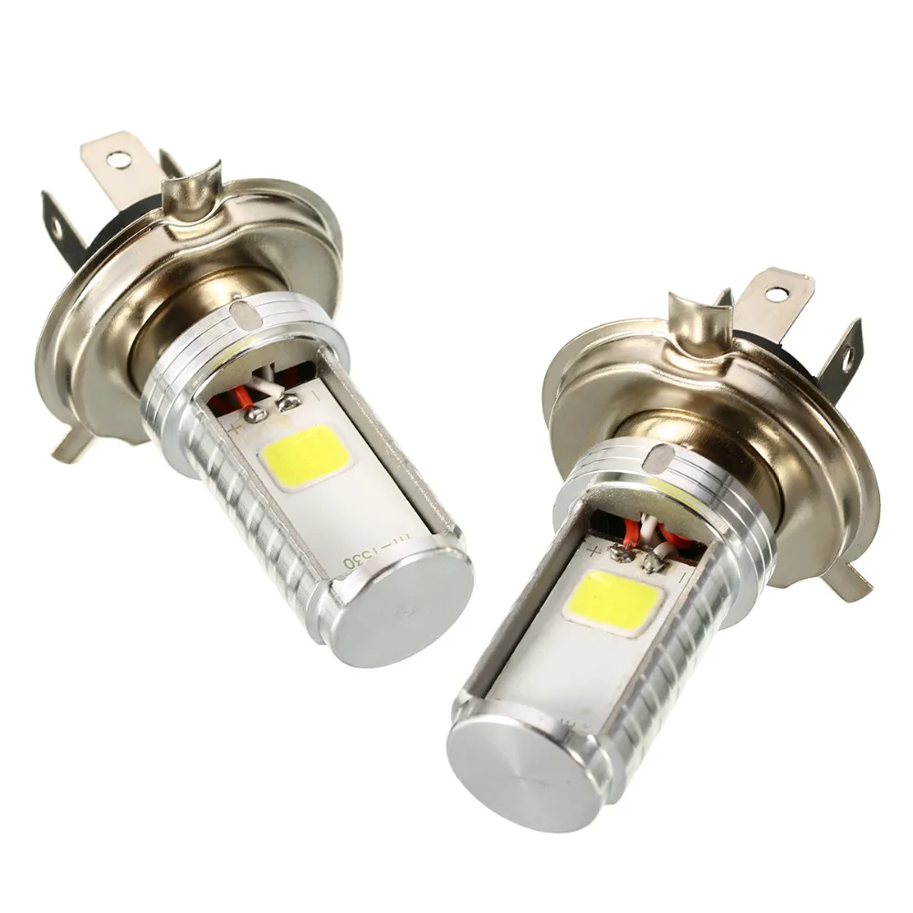 

2pcs Motorcycle H4 Super Bright COB LED Headlight Chips High / Low Beam Front Light DC12-80V Motorbike Head Lamp Bulb White