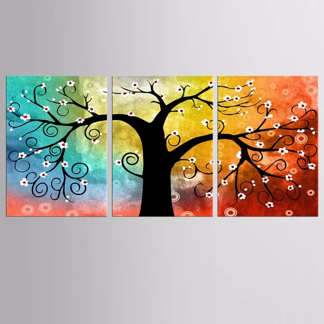 3 Piece Canvas Art Printing Abstract Rich Tree Painting Custom 3 Piece Canvas Art Printing Abstract Rich Tree Painting Custom Print On Wall