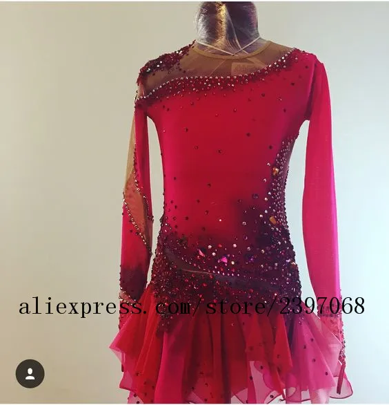 red skating dress