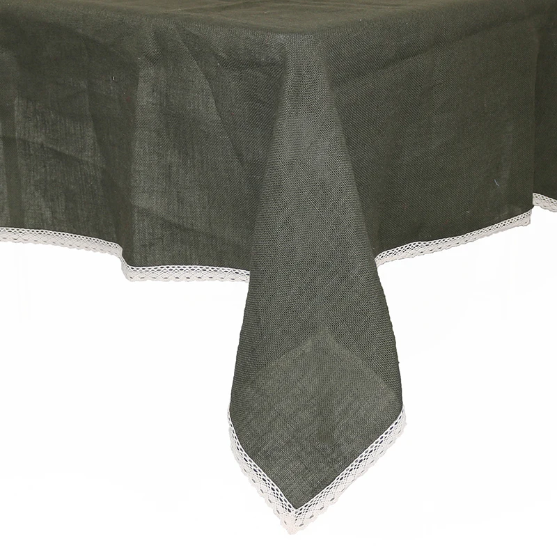 

SMOPOR Dark Green Linen Jute Rectangle tableCoth For Home Party Hotel Table Decoration Jute Table Cloth