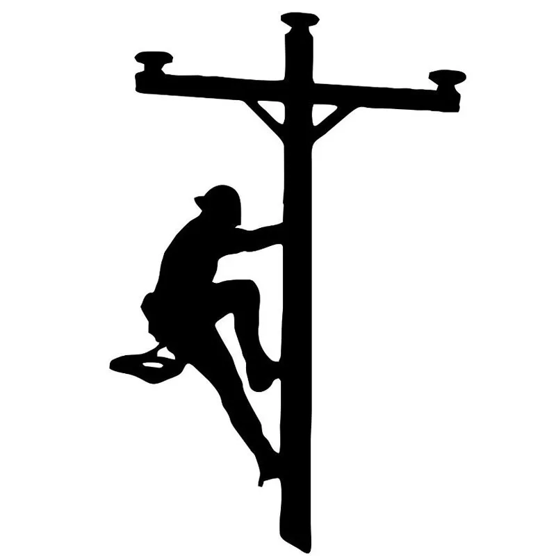 9cm*13.7cm Lineman Electrician Hero Power Pole Fun Vinyl Car Sticker