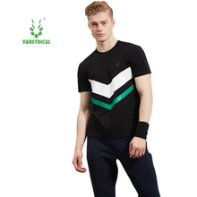 Новая летняя мужская Спортивная футболка с полосатым принтом, дышащая эластичная футболка с коротким рукавом для занятий фитнесом, свободная толстовка, рубашка для бега