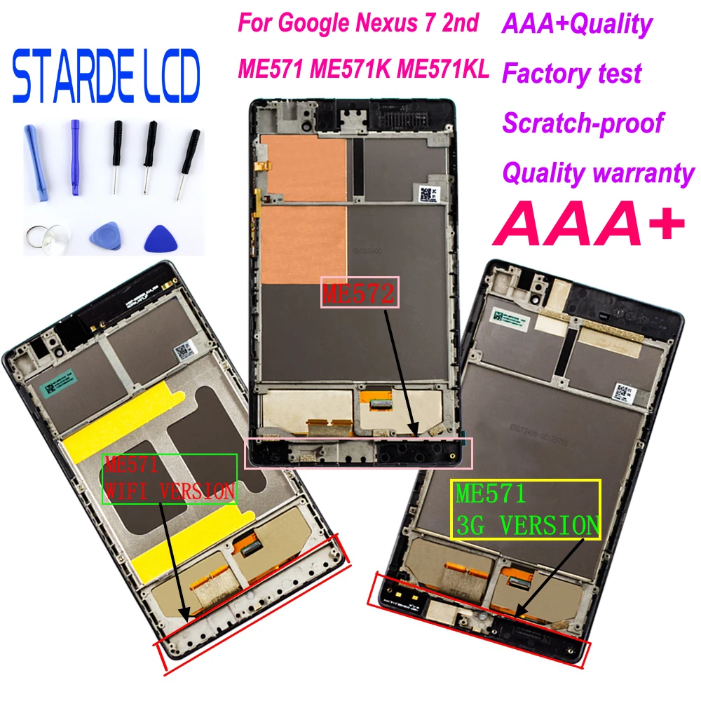 Скидка STARDE для Google Nexus 7 2nd ME571 ME571K ME571KL K008 Gen 2013 3g Wifi жк дисплей сенсорный экран в сборе с рамкой