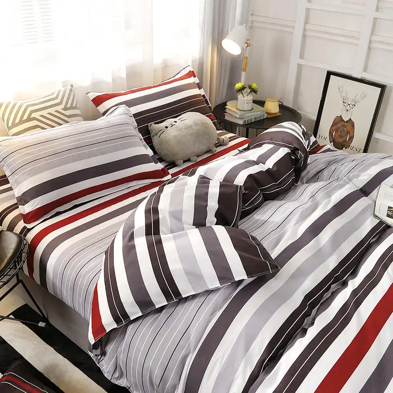 Сетчатый хлопковый пододеяльник с рисунком алоэ, простыня и наволочка, мягкий приятный для кожи Комплект постельного белья, домашний текстиль