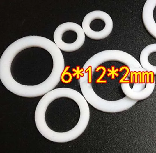

100PCS Wholesale PTFE Teflon Washer Flange Gasket Ring (inner d:6mm,d:12mm,thickness:2mm)-others size pls contact us.