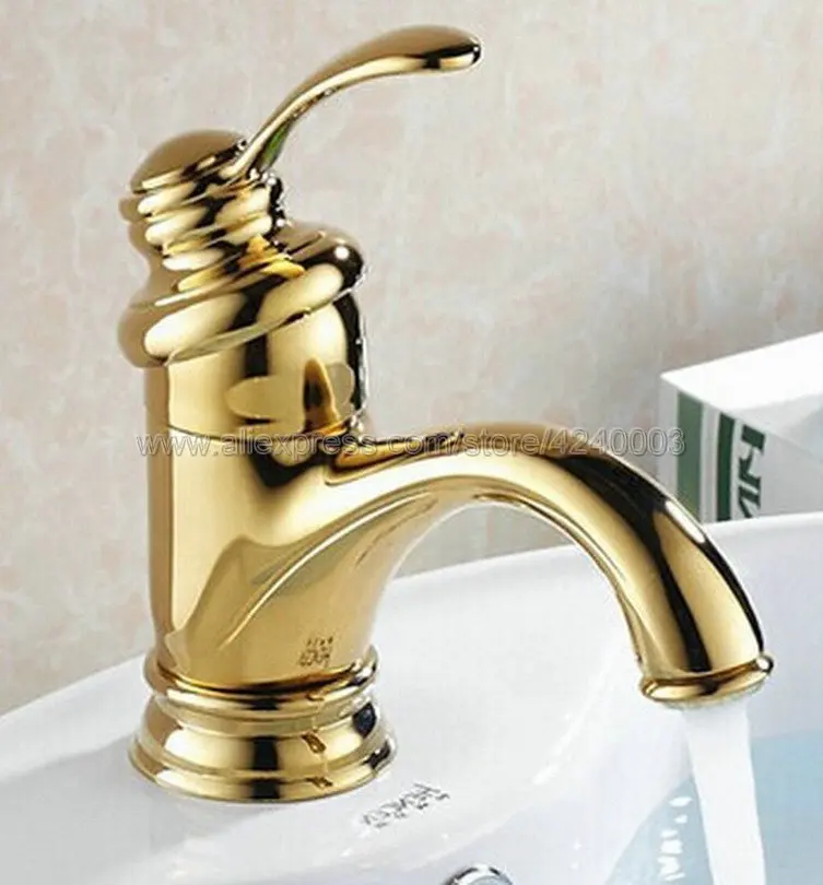 

Basin Faucets Euro Gold Washbasin Faucet Luxury Bathroom Basin Taps Single Handle Vanity Single Hole Mixer Water Taps Knf121