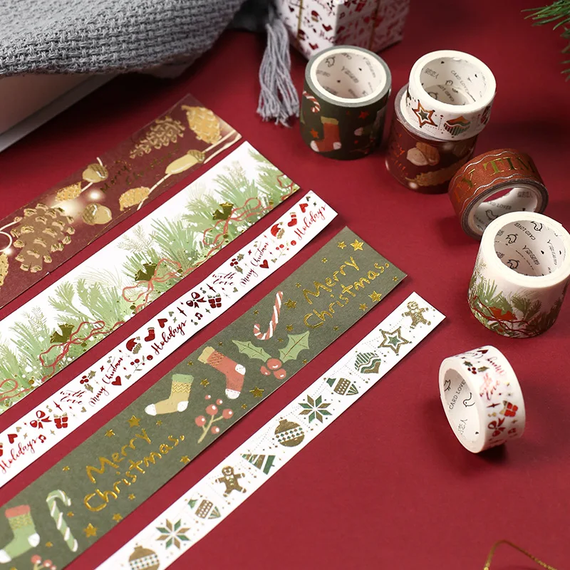 

2pcs/set Decorative Christmas Washi Tape Set Sticker Paper DIY Scrapbooking Adhesive Tape Masking Tape School Office Supply