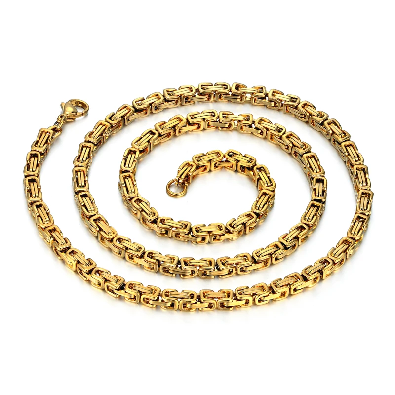 Colar de corrente de ouro dos homens 4mm correntes colar para homens 20
