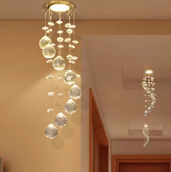 Mini Modern Crystal Ceiling Light Fixture Spiral Crystal Lamp Crystal lustre Light fitting LED for Aisle
