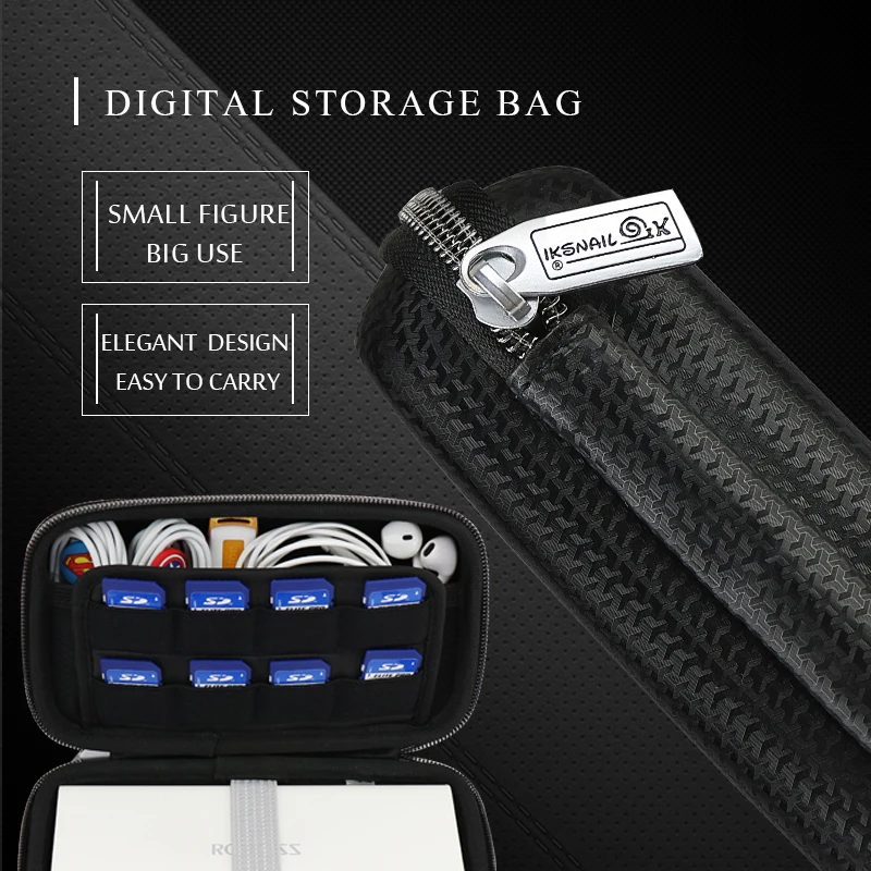 IKSNAIL многоразмерный светящийся чехол для Airpods Защитная сумка для наушников power Bank USB кабель зарядное устройство Внешний жесткий диск чехол для наушников