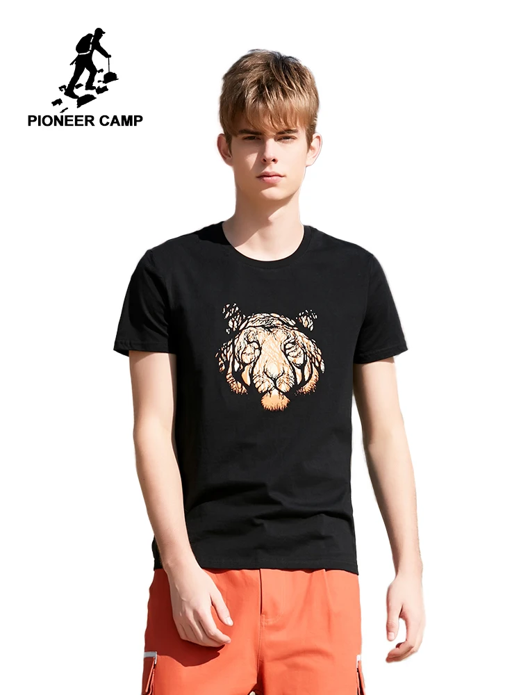 

Pioneer Camp Short Sleeve T Shirts Men Tiger Printed Animal 100% Cotton T Shirt Summer Casual Brand Clothings M-3XL ADT906191