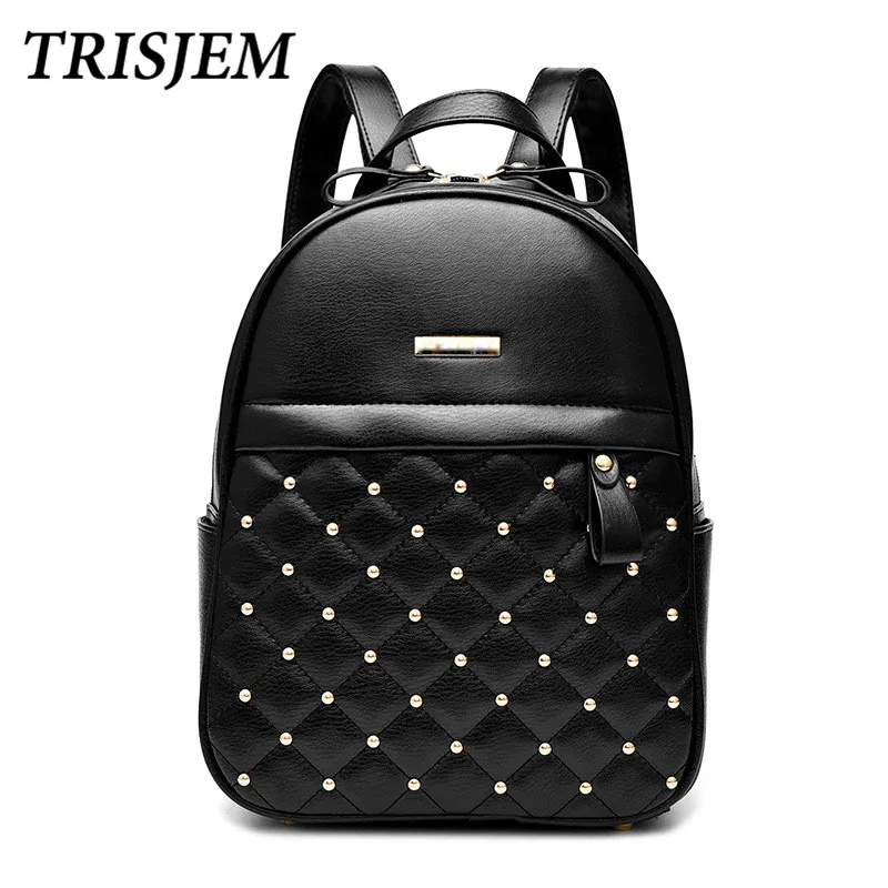

TRISJEM Rivet Backpacks For Girls Teenagers Preppy Style Backpack Schoolbag Back Pack Sac a Dos Femme De Marque Luxe Cuir 2019