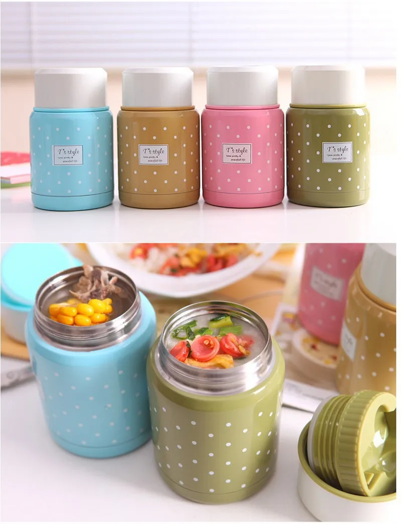 

New Pretty Vacuum Stainless Steel Thermos Food Jar Lunch Pot Insulated 350ml