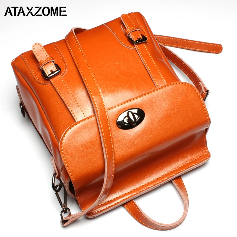 

ATAXZOME Woman's Split Leather Backpack for Women Shoulder Female School Real Cowhide Tote Genuine Travel Ladies Large Bags Pack