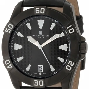 Charles-Hubert Paris 3913-B Black-Plated Stainless Steel Case Black Dial Watch