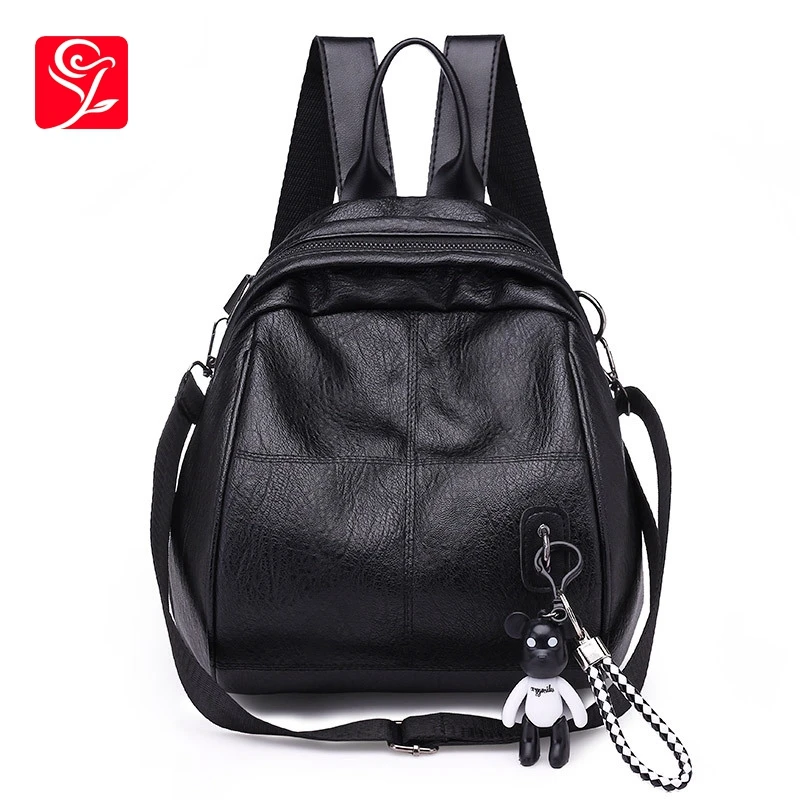 

2019 Fashionable New Canvas Women's Bag Student Backpack Retro Cute Bear Backpack Ladies Shcool Bag