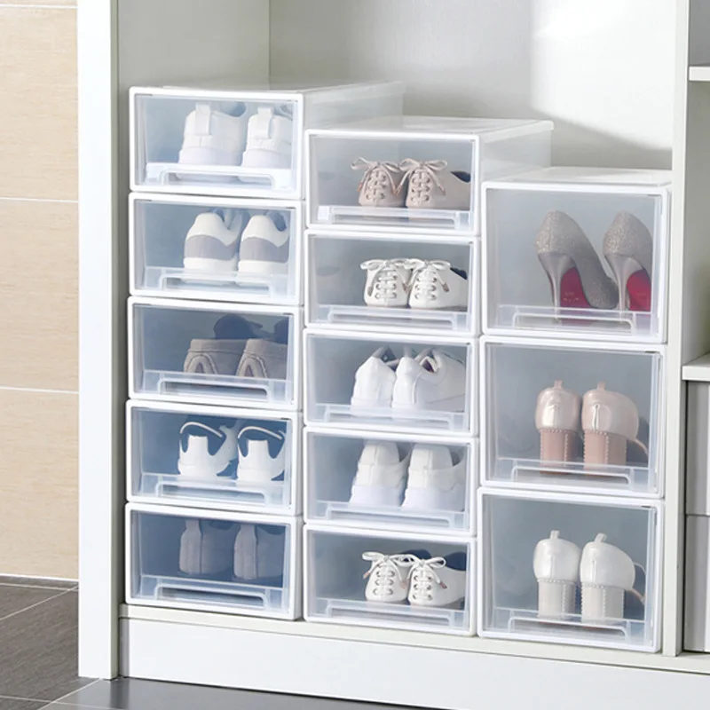 

transparent Shoes storage box shoes orangizer bag plastic high heel shoes box free combination shoebox
