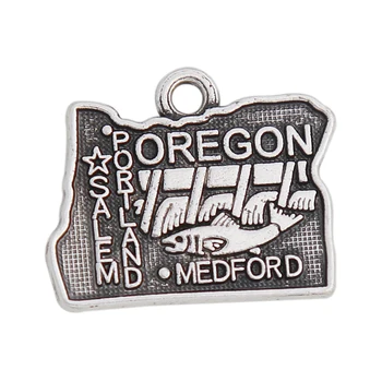 

RAINXTAR New State Of Oregon Map Charms With Salem City Charms For World Traveller 15*18mm 50pcs AAC1216