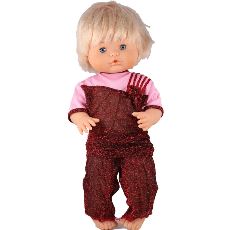 

Clothes For Dolls Fit 41cm Nenuco Doll Nenuco y su Hermanita Fashion Mesh Shiner T-shirt And Pants Doll Outfits For 16inch Doll
