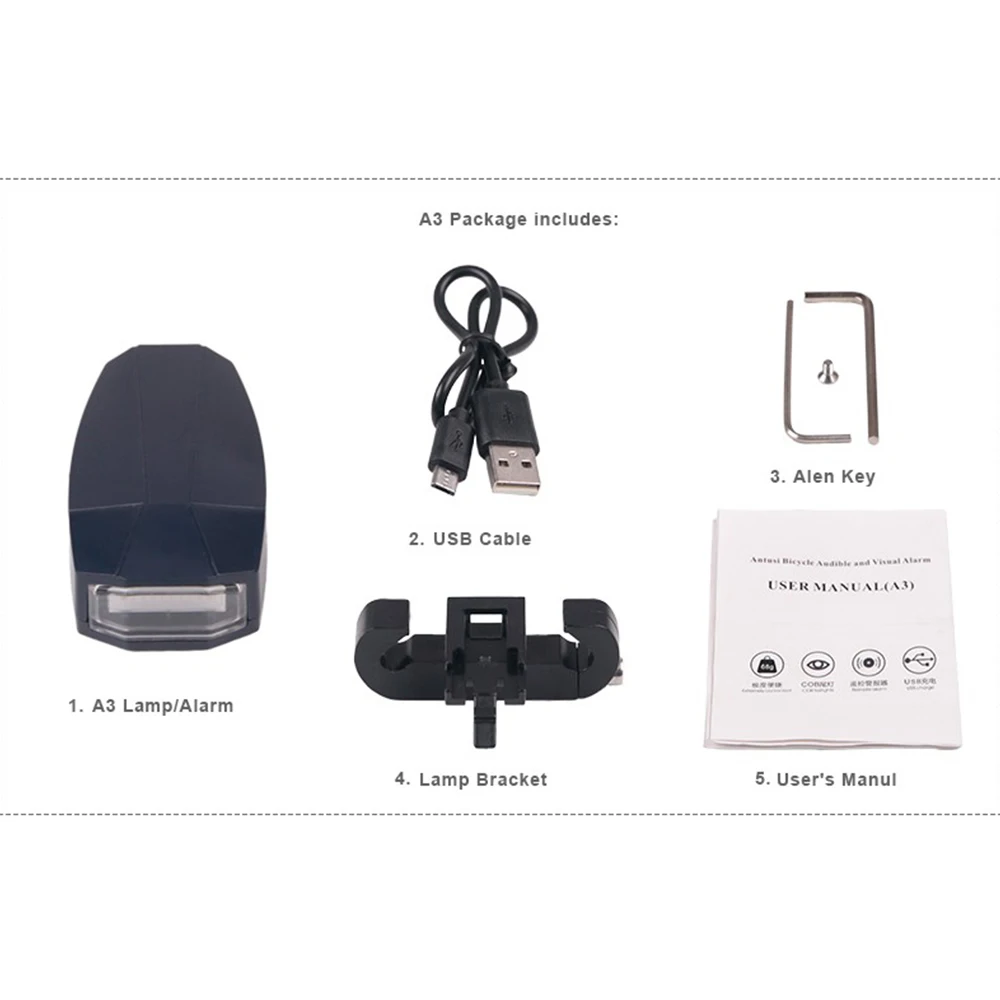 Deemount велосипедный задний светильник+ анти-вор сигнализационный USB зарядка Беспроводной дистанционного Управление светодиодный задний фонарь поисковик для велосипеда Фонари сирена Предупреждение - Цвет: A3 without control
