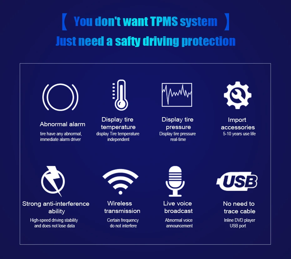 Автомобильный TPMS Android dvd-плеер USB подключение монитор беспроводная система контроля давления в шинах с 4 внутренними/внешними датчик шин