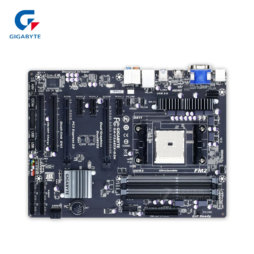 

Gigabyte GA-F2A85X-D3H Desktop Motherboard F2A85X-D3H A85X Socket FM2 AMD A10/A8/A6/A4/Athlon DDR3 64G SATA3 USB3.0 DVI HDMI ATX