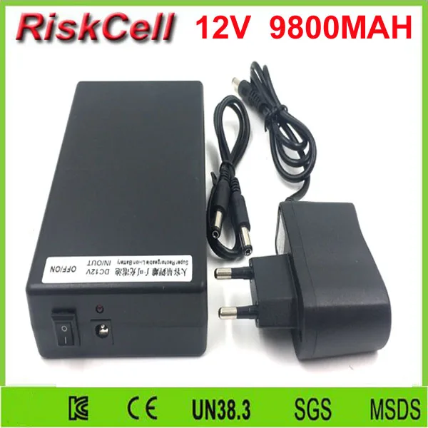 100pcs/lot 12V Multi output 9800mAh ABS high capacity external lithium ion battery for LED strip/Router/mobile phone/UPS