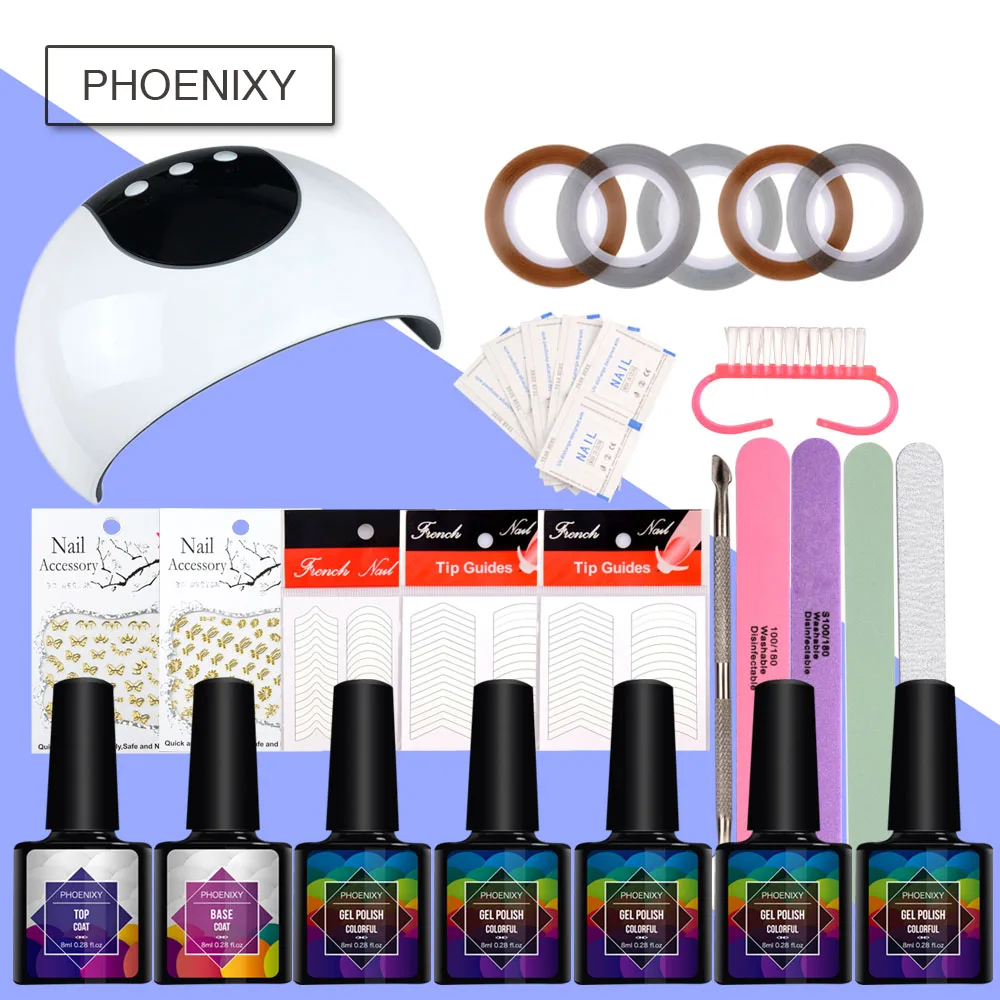 Набор для ногтей гель маникюрный набор для ногтей набор 5 цветов УФ-Гель-лак 24 Вт UV Светодиодный лампа УФ гель Nail Art Инструменты Набор гелей для ногтей