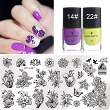 BORN PRETTY цветочный лист геометрические пластины для штамповки ногтей с 6 мл штамповка лак для штамповки лак для дизайна ногтей Изображение Шаблон набор