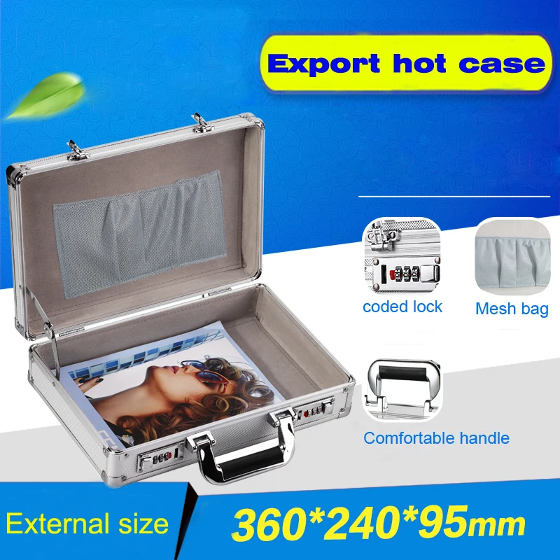 Tactical box aluminium tool case magic props file storage Hard Carry carrying box tool for Hand Gun Locking Pistol 35*27*14CM