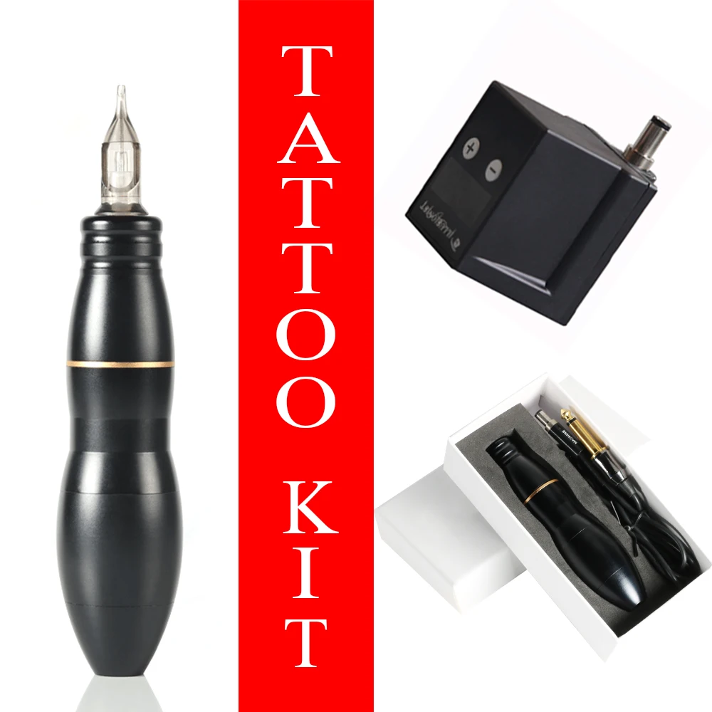

Complete Tattoo Kit Set Professional Automatic Rotary Motor Machine Pen Mini-Wireless Tattoo Power Supply Integrative Needle