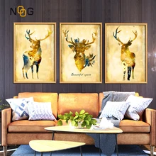 NOOG Abstract Watercolor Deer Flower Nordic Canvas Painting Art Print Poster Picture Wall Paintings Children Bedroom Home Decor NOOG Abstract Watercolor Deer Flower Nordic Canvas Painting Art Print Poster Picture Wall Paintings Children Bedroom Home Decor