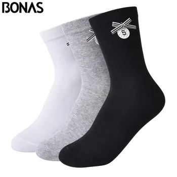 

BONAS 6pairs High Quality Breathable Cotton Socks Woman Fashion Solid Sock Bamboo Carbon Fiber Deodorant Socks Female 05408