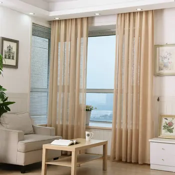 

Linen Sheer Curtains for Window Solid Color Tulle Ready Made Transparent Purple Blue Brown White Beige Pink