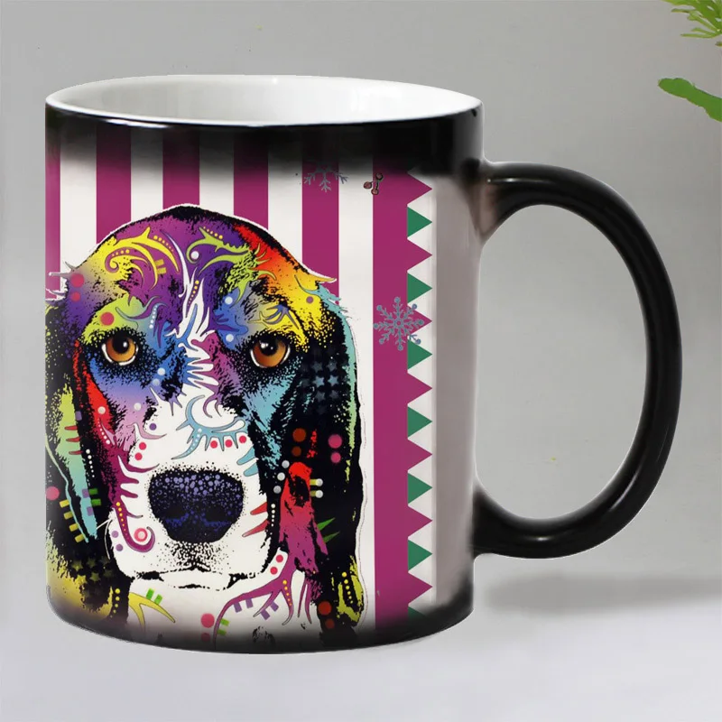 Прямая поставка, 19 дизайнов, волшебные кружки для собак, меняющие цвет, керамическая кофейная кружка, чашки для чая, лучший подарок для друзей - Цвет: dog 10
