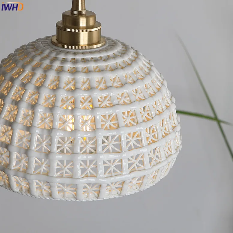  IWHD Japanese Nordic Style Modern Pendant Lights Fixtures Dinning Living Room White ceramics Hangin - 32870014452