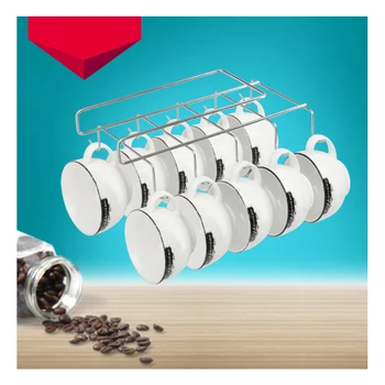 

1Pcs Iron Cup Hanging Holder Under Cupboard Shelf Coffee Cup Hooks Cabinet Glass Mug Drinkware Organizer with 10 Hooks