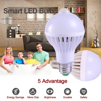 

LED PIR Motion Sensor Lamp E27 220V 5W 7W 9W Automatic ON/OFF LED Bulb Light Sensitive Human Body Movement Detector Night Lights
